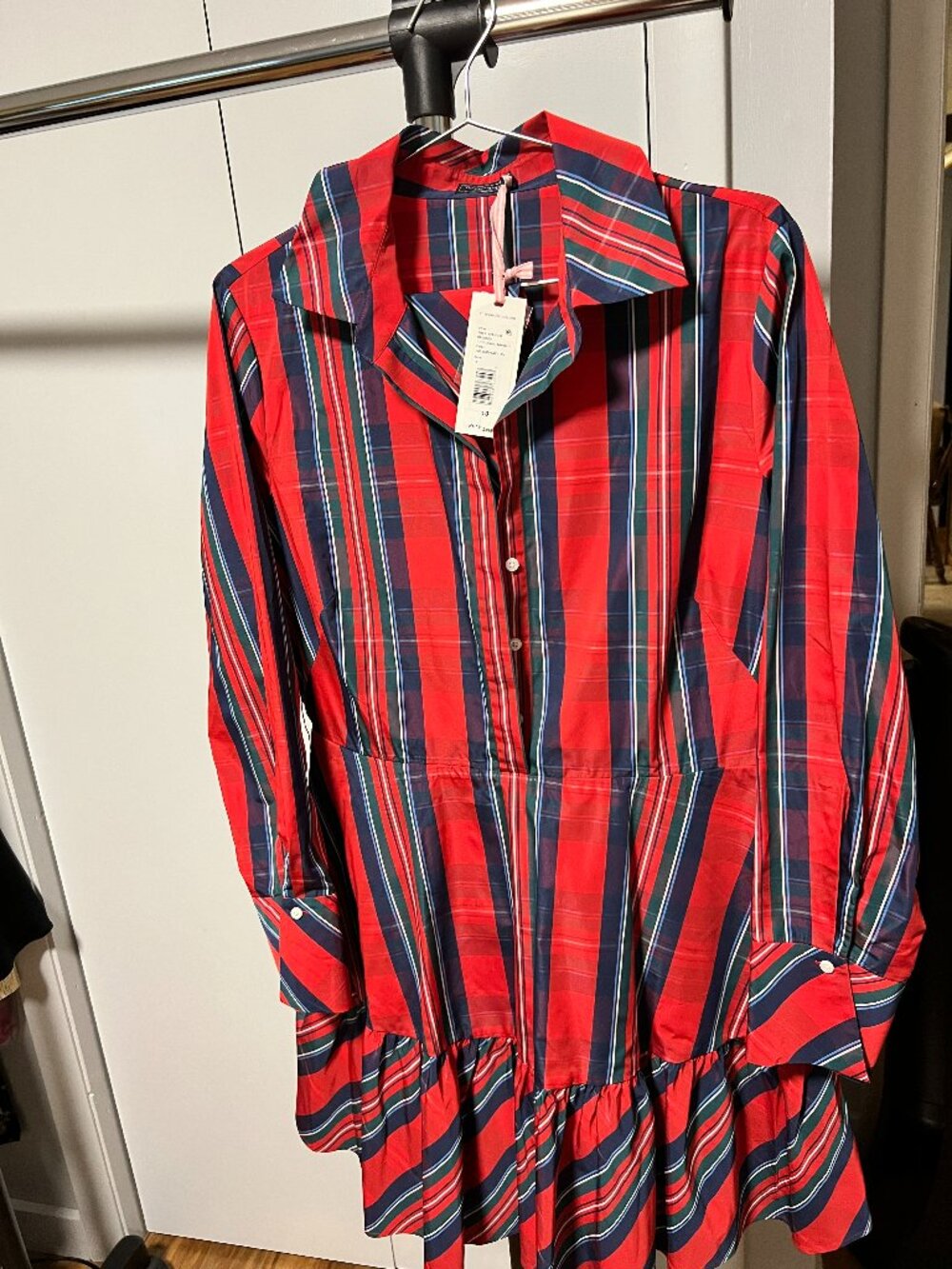 NWT Vineyard Vines Blue and Red Plaid Ruffle Mini-Dress